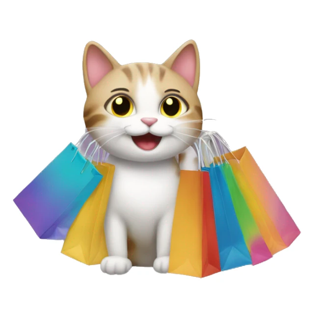 happy gay cat with shopping bags sticker