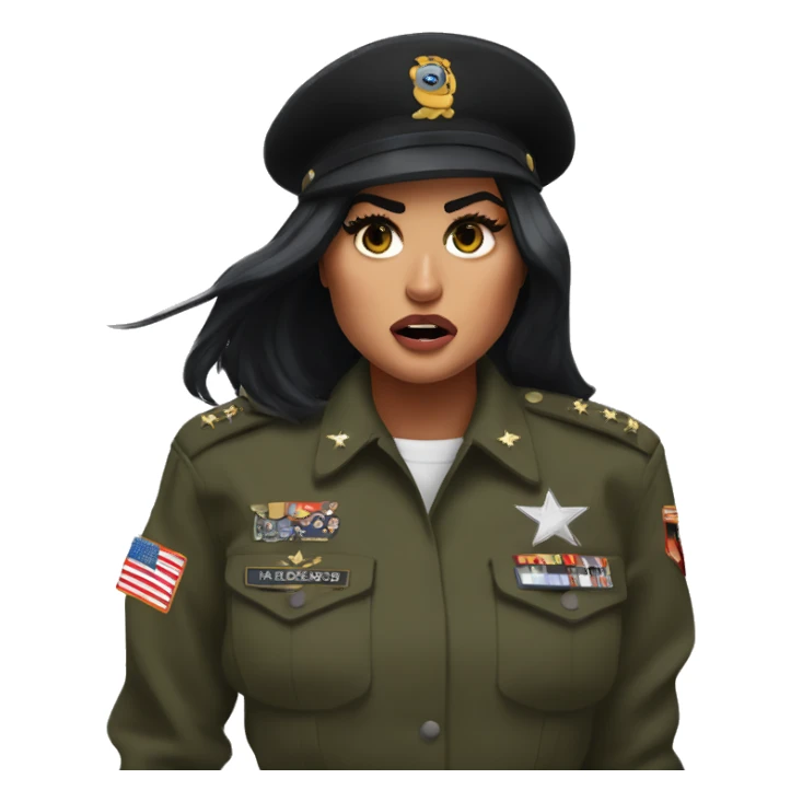 Kylie Jenner gets angry and screams in black army uniform sticker