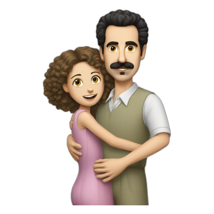 borat hugs caucasian girl sticker
