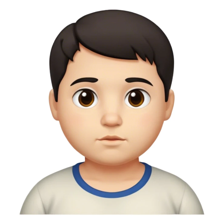 A not very thin Portuguese boy with dark hair, dark eyes, chubby cheeks, and a short haircut. sticker