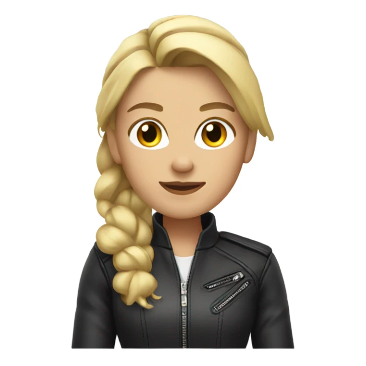 Blonde female with moto jacket and ponytail sticker