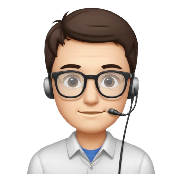 geek wearing square glasses with earpods  sticker