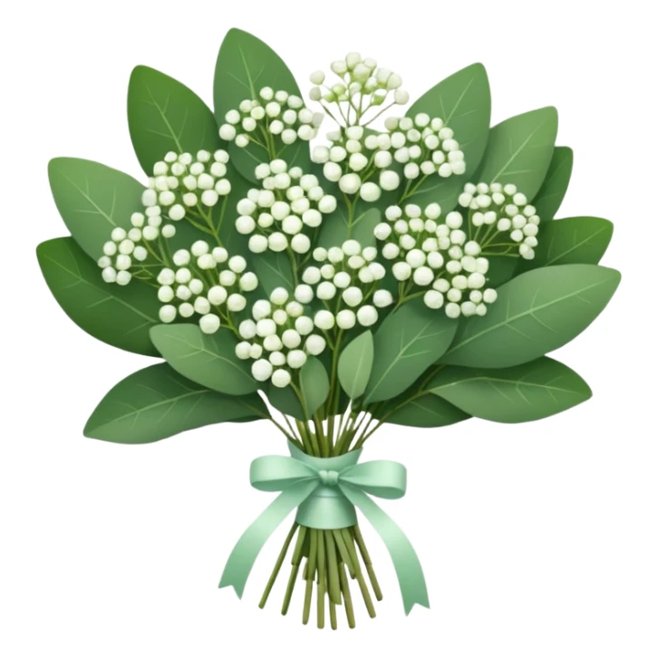 bouquet of eucalyptus and gypsophila flowers sticker