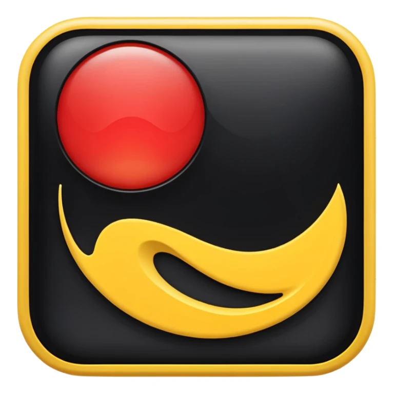 A wawy black and red rectangle with medium sized yellow circle in the middle sticker