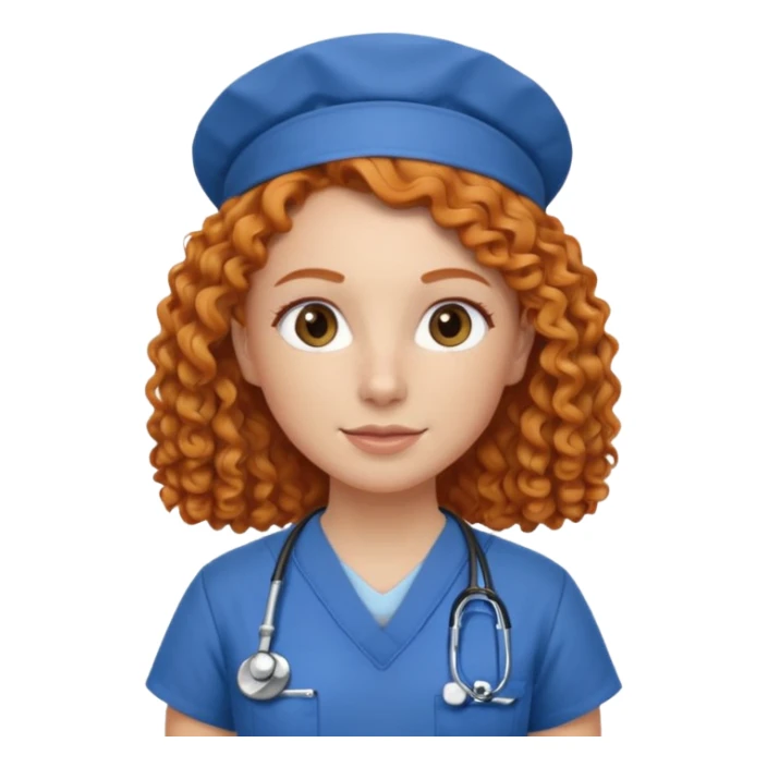 a ginger curly hair vet woman with blue scrub 

 sticker