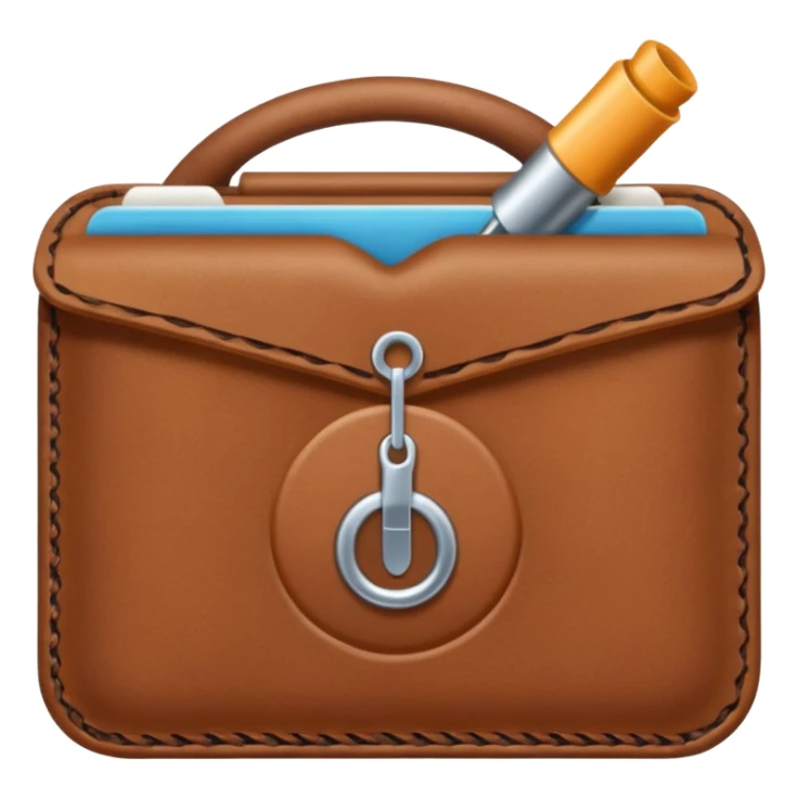 a close-up of a needle and thread passing through brown leather sticker