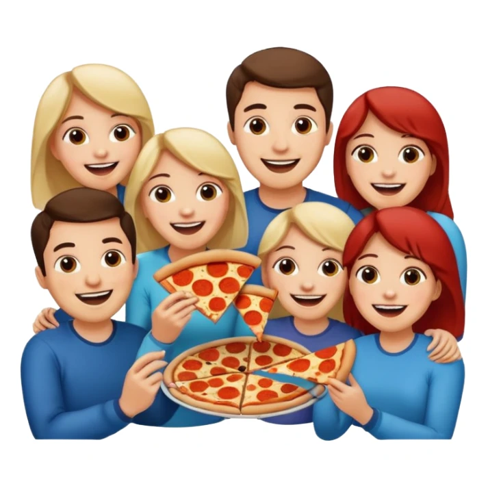grupo de amigos y amigas comiendo pizza sticker