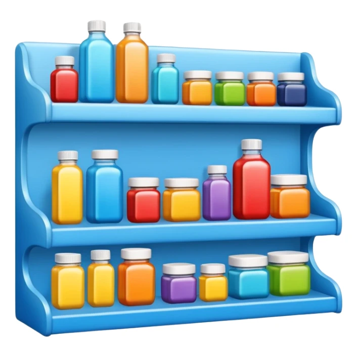 store display shelf with stuff organized lines sticker