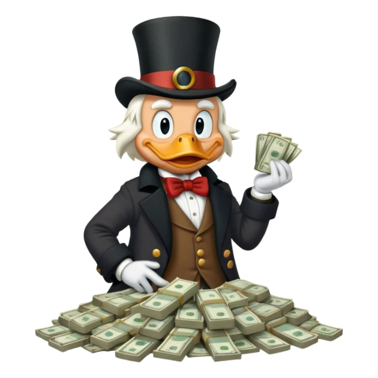 Scrooge mc duck on a pile of money  sticker