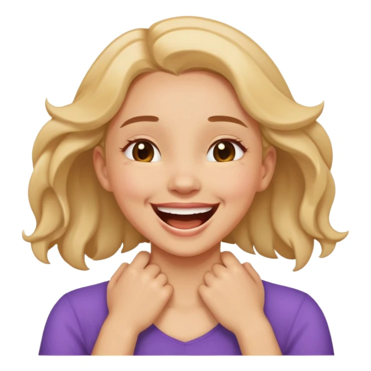 Girl holding neck hand on each side laughing sticker