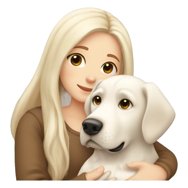 long brown hair girl cuddling a cute white Labrador  sticker