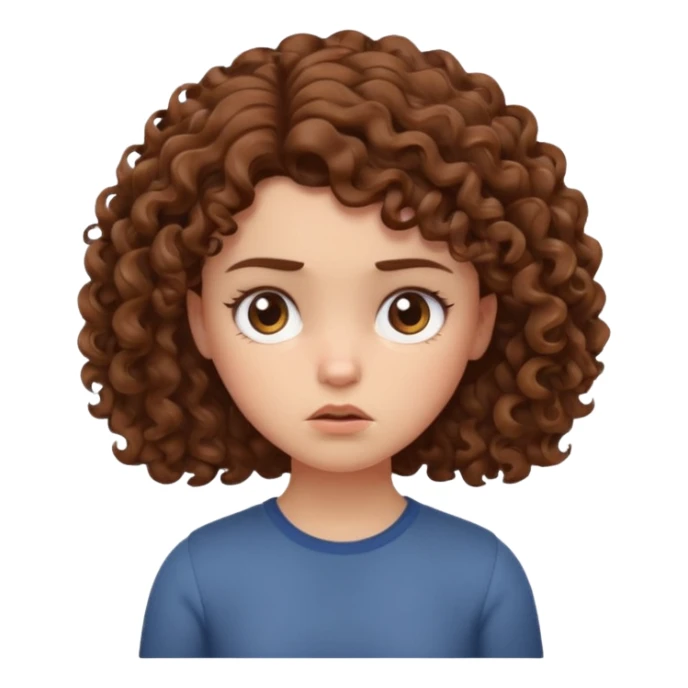 a girl with curly hair going “hmmph” and moving her head left in a cute grumpy way sticker