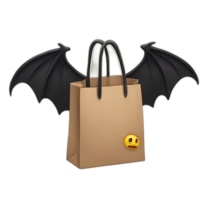 shopping bag with bat wings sticker