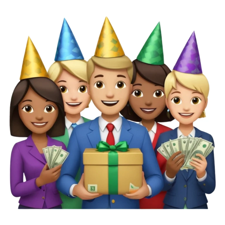 group of people who just won money sticker