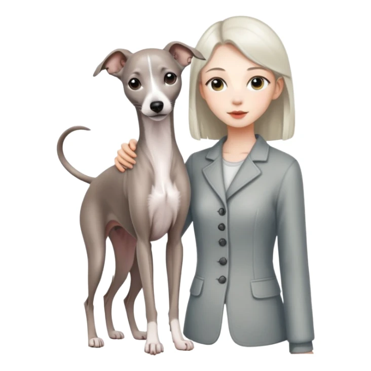 Chinese girl holding all grey Italian greyhound sticker