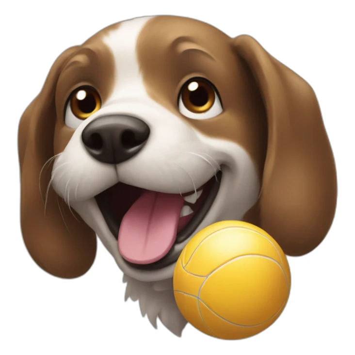 a cheerful dog plays with a ball sticker