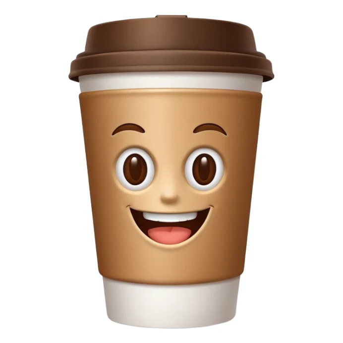 one coffe take away cup with coffee and a smiling mouth  sticker