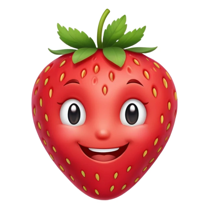 kawaii cute strawberry with smiling face sticker