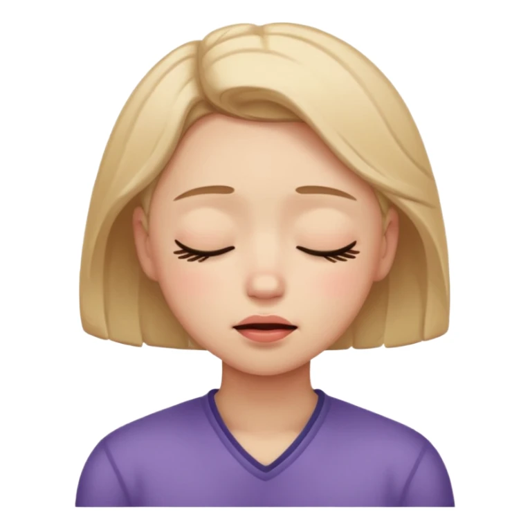 embarrassed, blushing, with closed eyes, and shaped like a traditional emoji sticker
