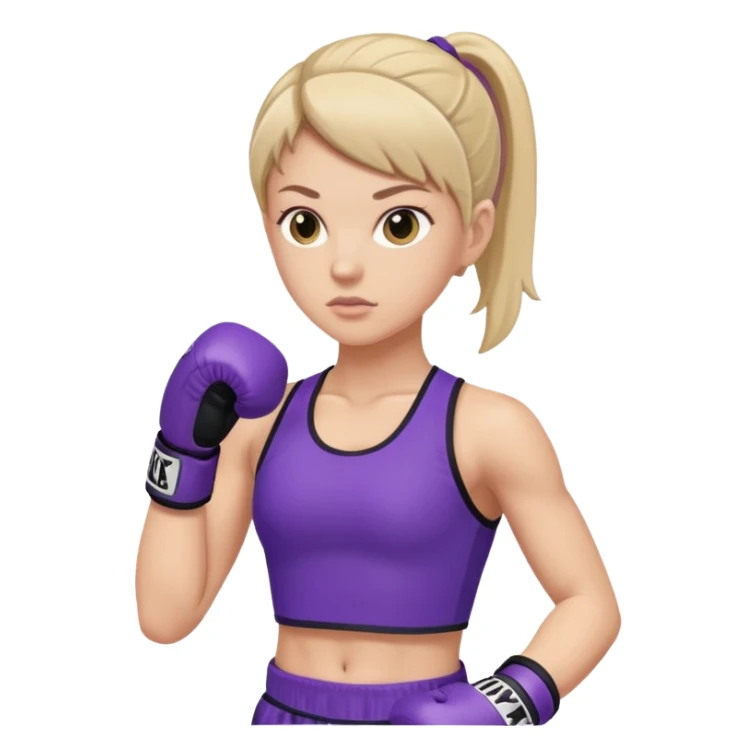 a white girl in  purple gear kickboxing sticker