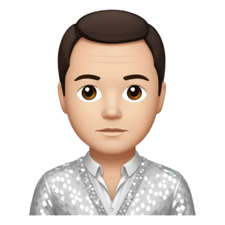 Tony Mortimer from East 17 with light skin, dark brown hair, white sequin outfit sticker