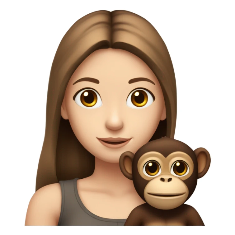 gorgeous white girl with long brown hair with monkey on her shoulder  sticker
