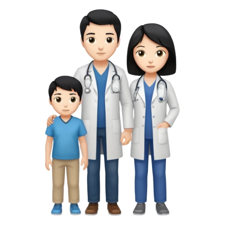 doctor black hair with a kid with casual clothes sticker