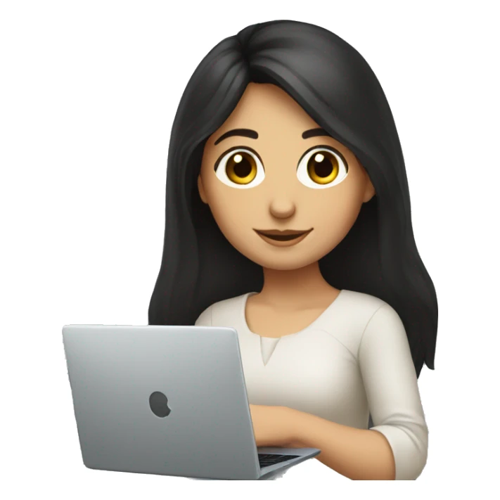 armenian girl with dark hair with her laptop sticker