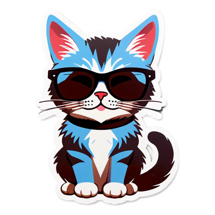Cat with sunglasses sticker
