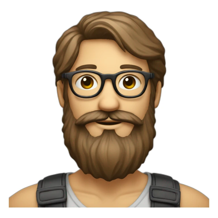un visage chatain rond avec des lunettes et une barbe de 3 jour sticker