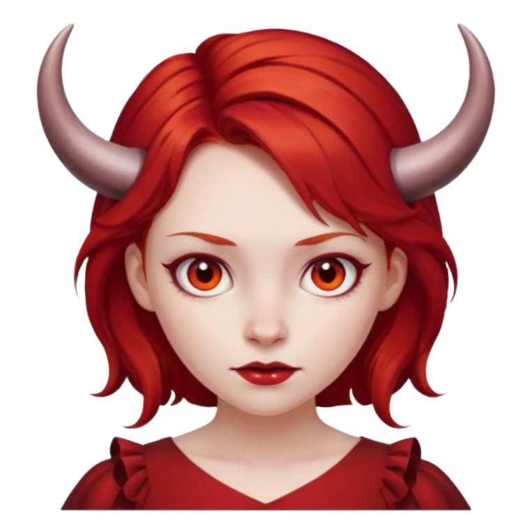 Red hair girl with evil horns and red dress sticker