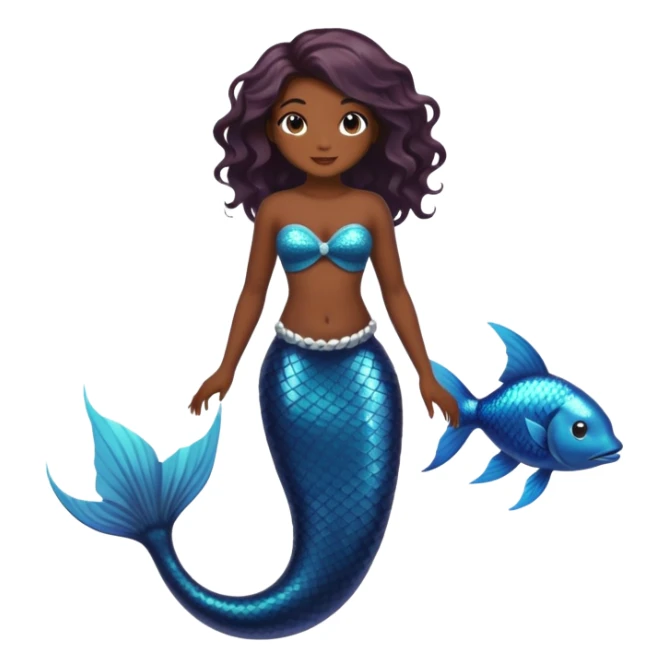 full body black mermaid with dark skin and fish tail sticker
