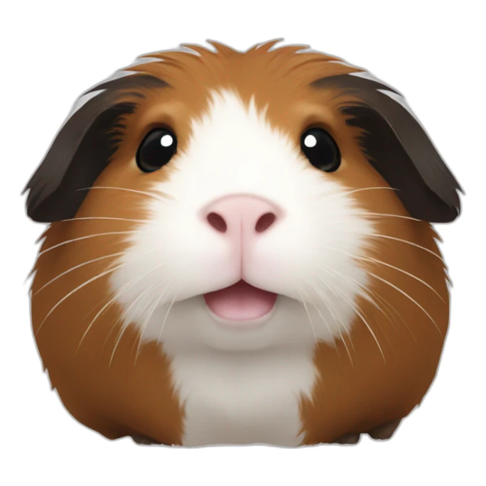 brown and black guinea pig with white fur under mouth sticker