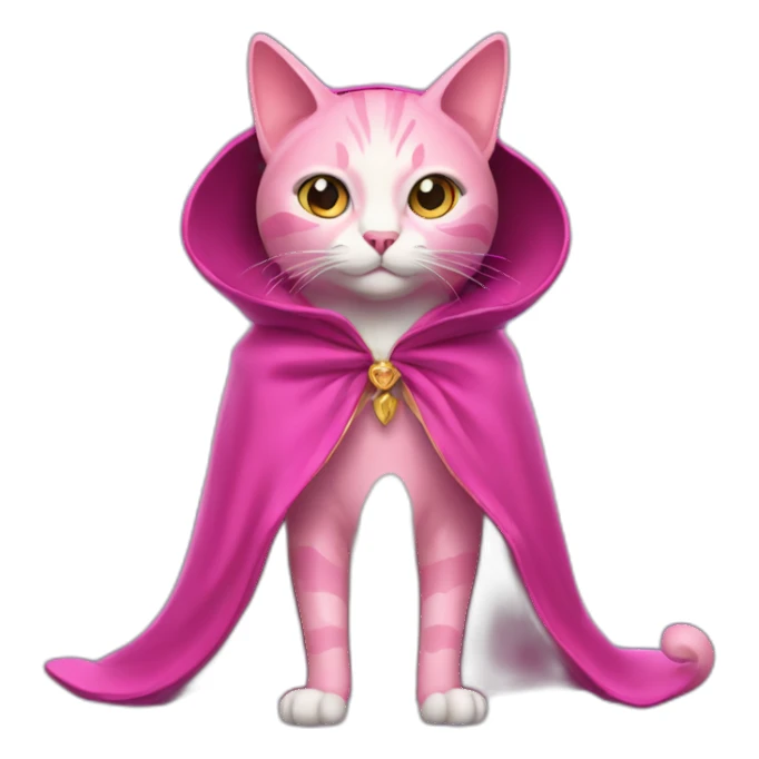 pink cat with a magician cloak sticker