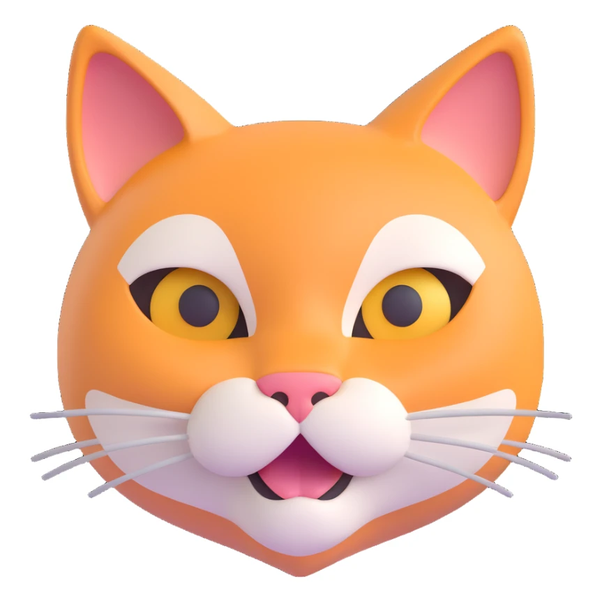 3D emoji style cat head only with neutral face inspired by Avalanche logo for a crypto project sticker