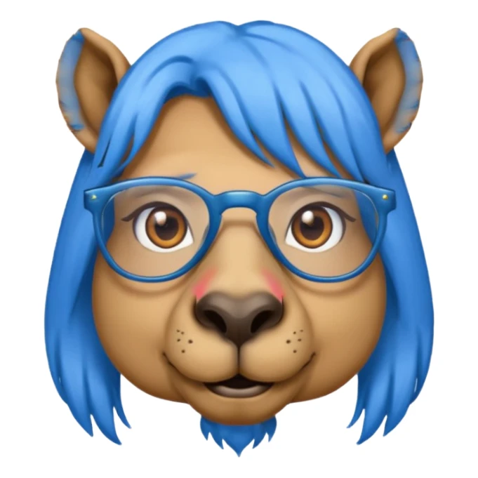 camel face with blue hair and glasses sticker