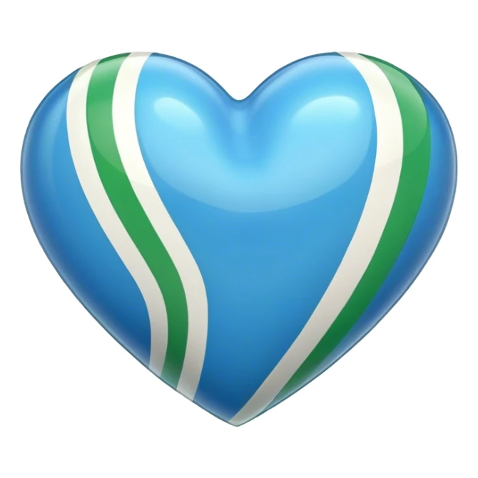 Glossy blue heart with green athletic stripes sticker