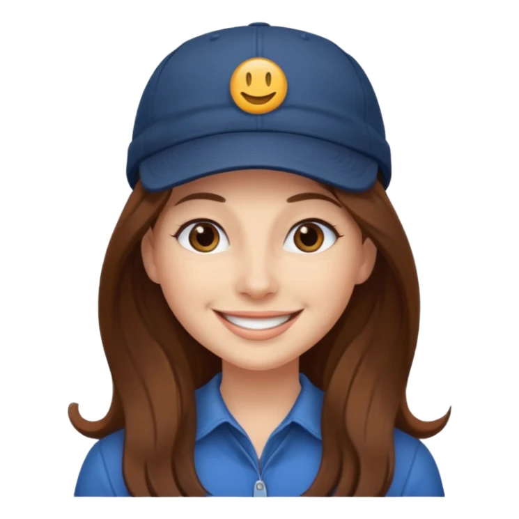  lady with long brown hair wearing a cap sticker