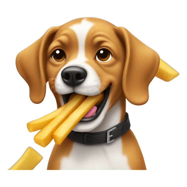 Dog eating French fries sticker