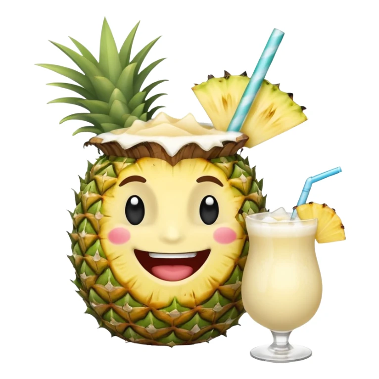 Crea un chico tomando una piña colada sticker