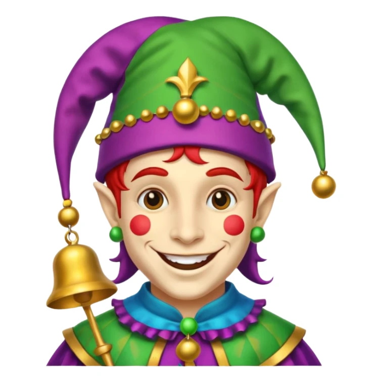 Jester – Smiling trickster with colorful hat and bells sticker