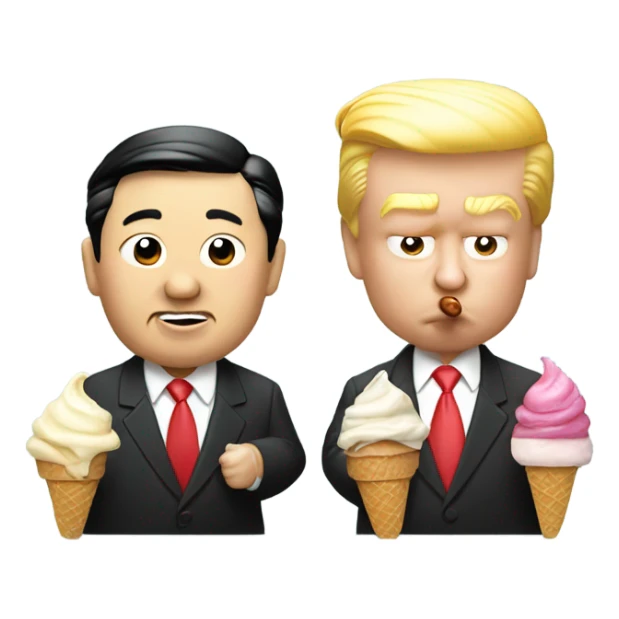 Xi Jin ping eating ice cream with Donald trump sticker