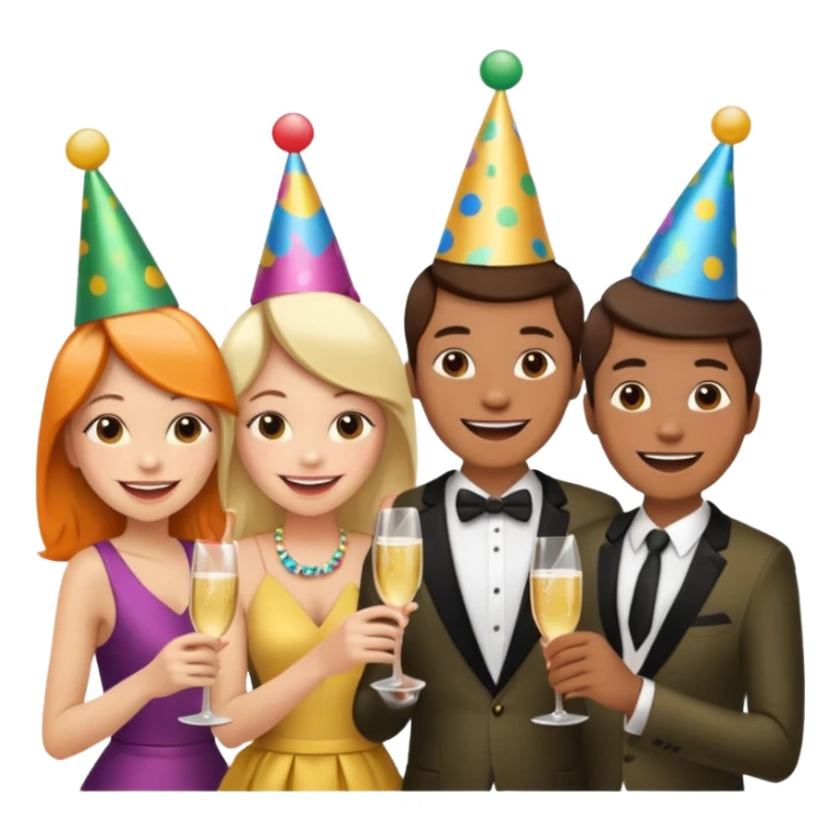 family of 5 members excited sticker