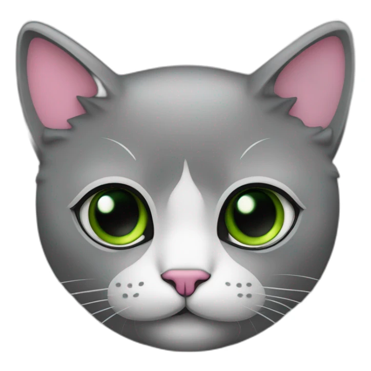 gata gris oscuro con collar rosa y ojos verdes sticker