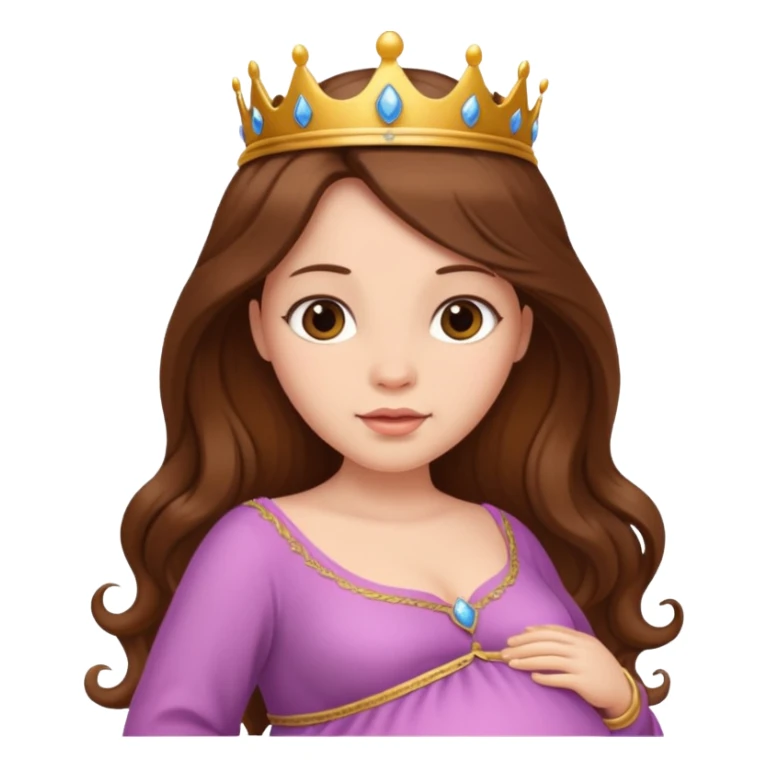 Pregnant princess with brown long hair sticker
