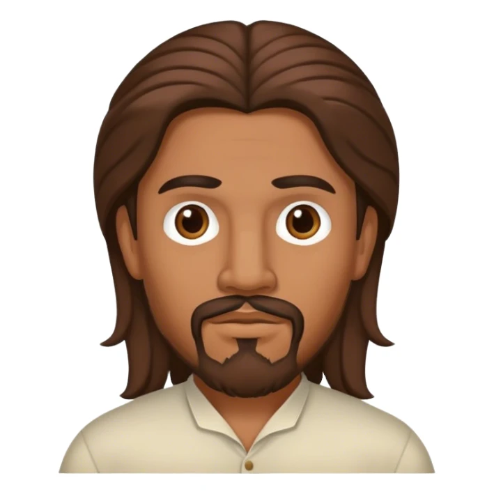 Mexican man with long brown hair and goatee sticker