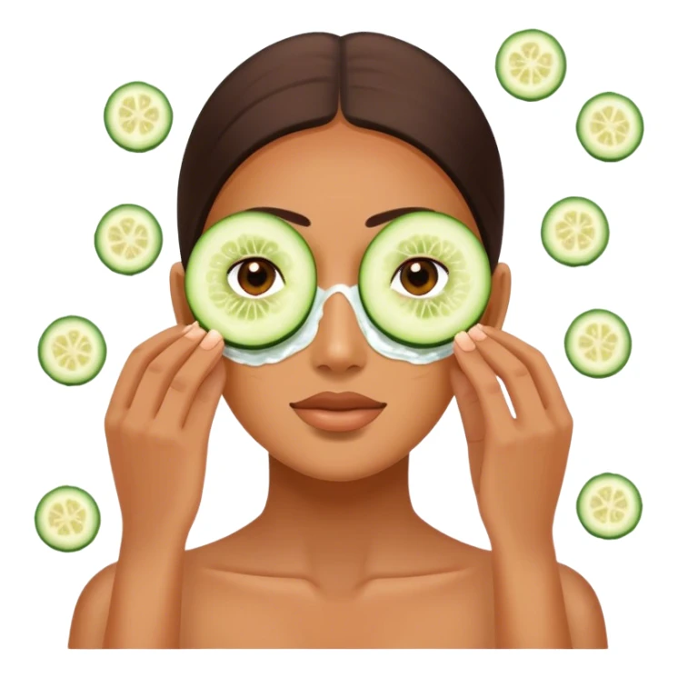 Spa day facial with cucumber slices over eyes sticker