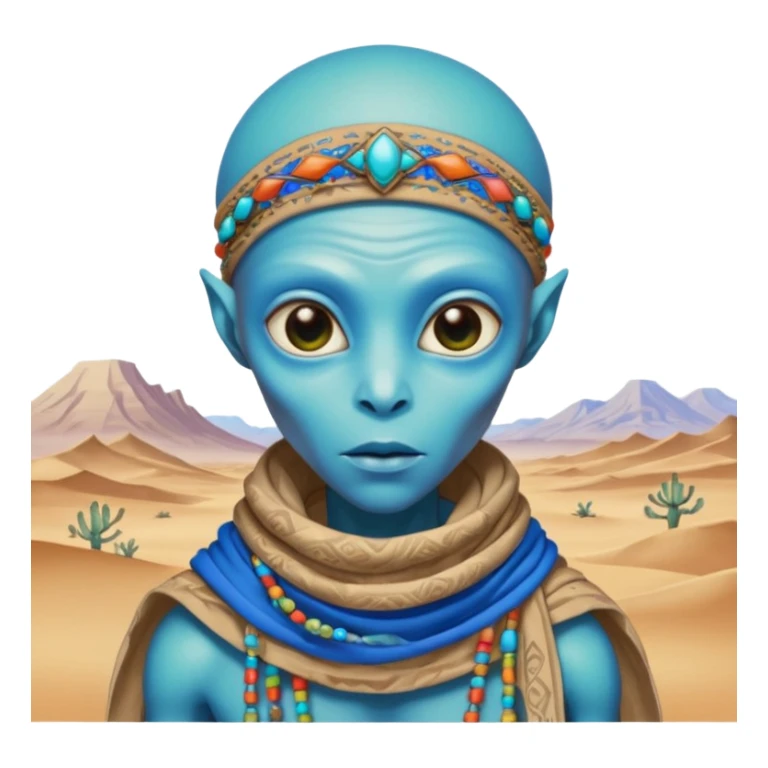 alien living in desert, colorful, accessories, just face  sticker