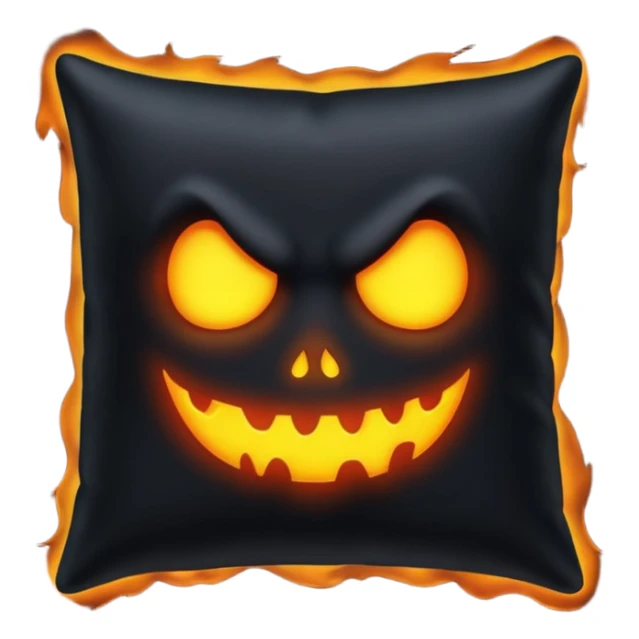 a black  pillow with dark aura coming out of it with a scary face  sticker
