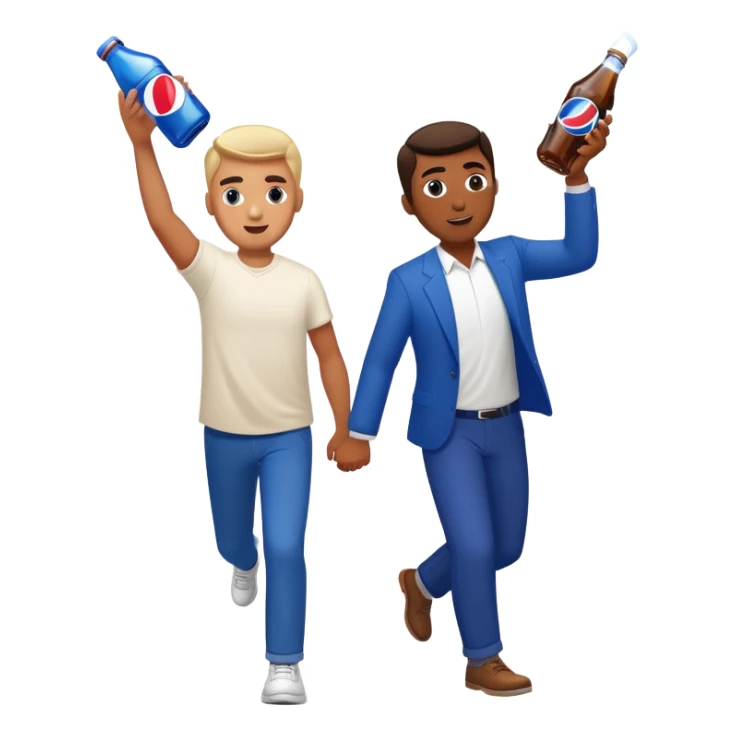 Guy with a bottle of Pepsi chasing a guy with a mentos sticker